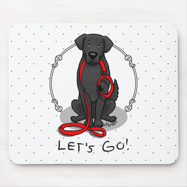 Mousepad Vamos Lá! Cão Retriever de Capa Lisa (preto) (Frente)