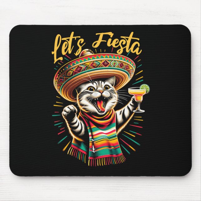 Mousepad Vamos Mexicano Fiesta Sombrero Cat Cinco De Mayo F (Frente)