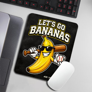 Mousepad Vamos Torcer Bananas Beisebol Retrô Banana Engraça
