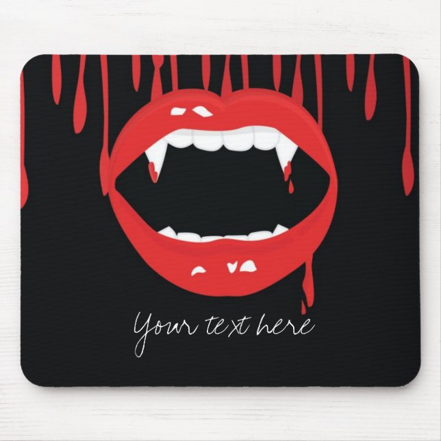 Mousepad Vampiro Derrubando Sangue Dente de Halloween (Frente)