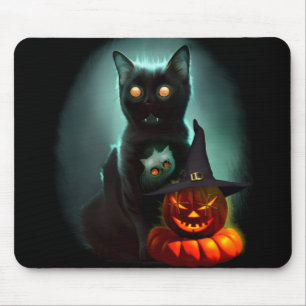 Mousepad Vampiro Gato e Mágico Pumpkin Halloween Surreal