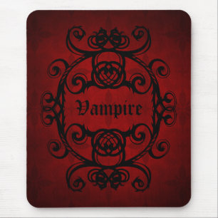 Mousepad Vampiro gótico legante decor vermelho e preto