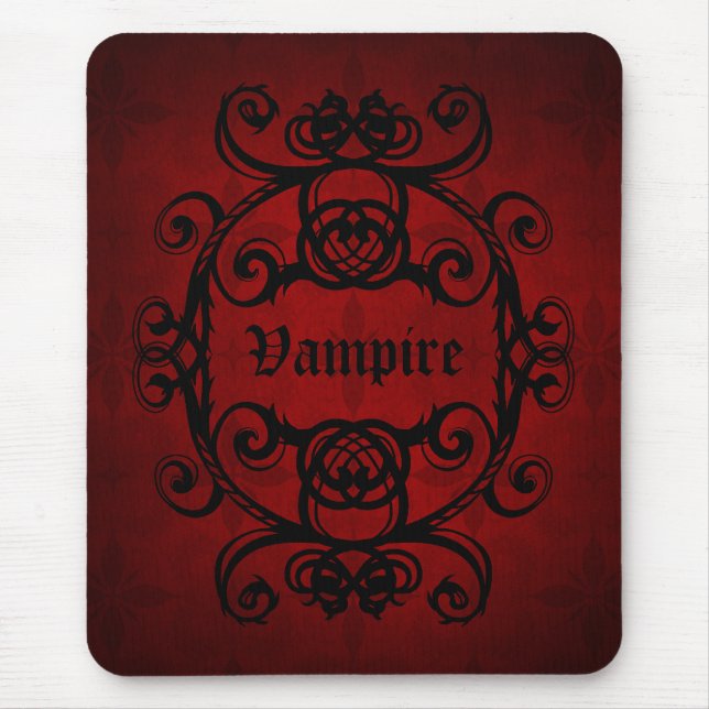 Mousepad Vampiro gótico legante decor vermelho e preto (Frente)
