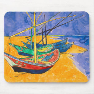 Mousepad Van Gogh Boats Impressionism Beach