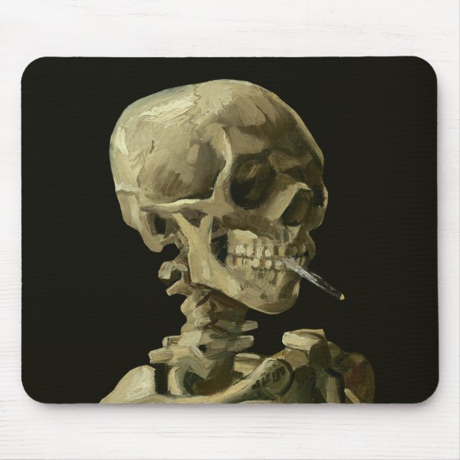 Mousepad Van Gogh, Esqueleto com um cigarro aceso (Frente)