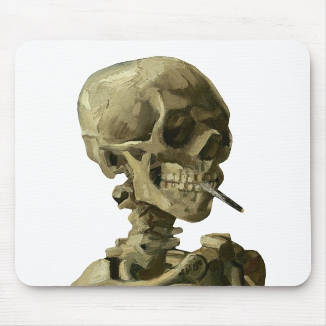 Mousepad Van Gogh, Esqueleto com um cigarro aceso (Frente)