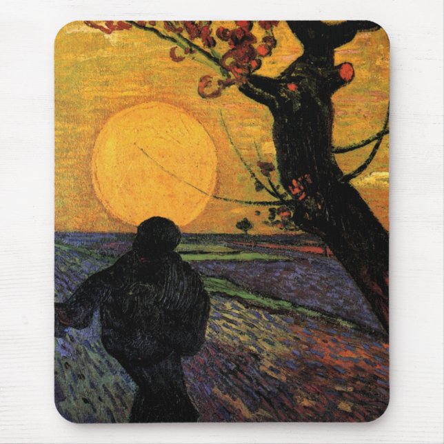 Mousepad Van Gogh; O Semeador, Agricultor Camponês Vintage (Frente)