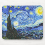 Mousepad VAN GOGH Starry Night<br><div class="desc">"van gogh vincent",  noite estrelada,  "pintura famosa",  vintage,  estrelas,  céu,  "bela arte",  azul</div>