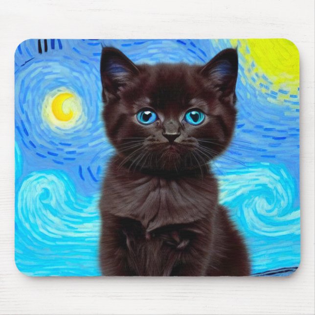 Mousepad Van Gogh Starry Night Black (Frente)