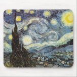 Mousepad Van Gogh Starry Night Fine Art<br><div class="desc">Starry Night,  o mais famoso quadro do mestre holandês do impressionista Poste Vincent van Gogh. Uma ciprestes solitária,  uma vila dormindo,  e um céu que brilha com estrelas. Vintage retro paisagem natureza colorida e bonita Posta artística - Impressionismo belo arte.</div>