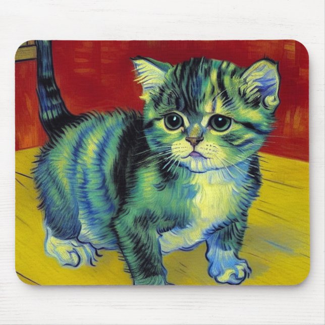 Mousepad Van Gogh Tabby Cat (Frente)