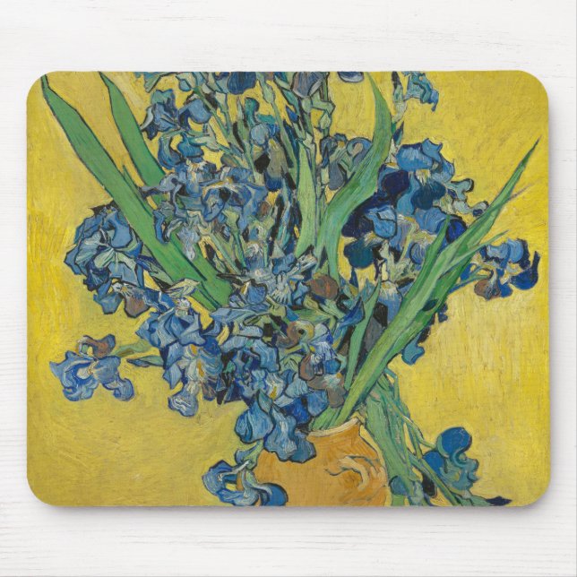Mousepad Van Gogh Vase com irrisões em amarelo (Frente)