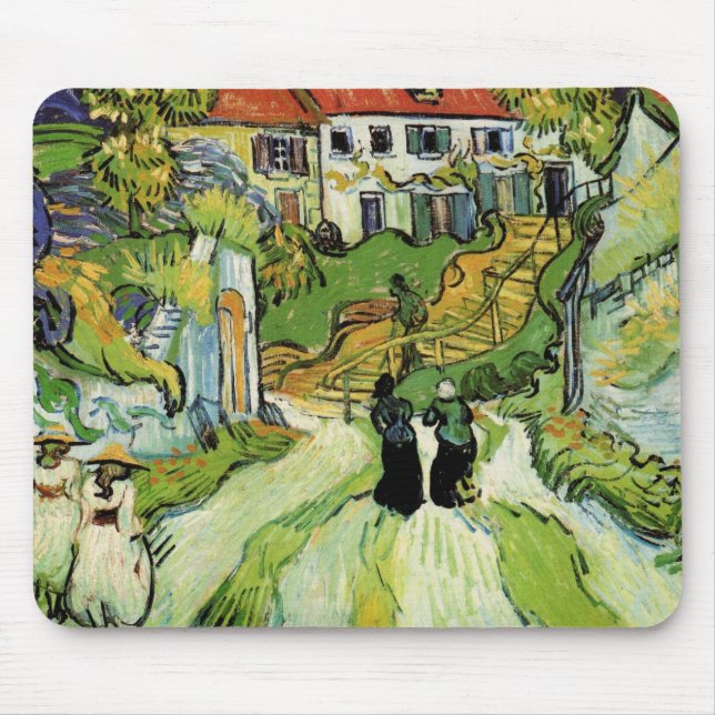 Mousepad Van Gogh Village Street e Steps Auvers, números (Frente)