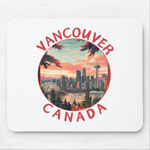 Mousepad Vancouver no Canadá Arte de Viagem Vetorial Retro