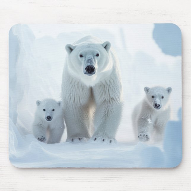 Mousepad Vantagem da família animal do urso polar (Frente)