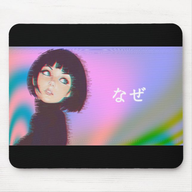 Mousepad Vaporwave Kawaii, garota japonesa (Frente)