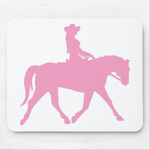 Mousepad Vaqueira que monta seu cavalo (rosa)