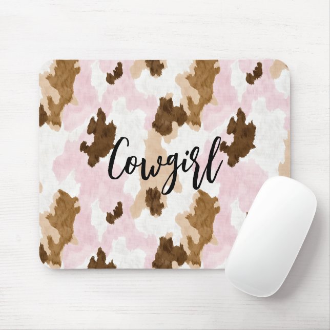 Mousepad Vaqueira Rosa Marrom Branca (Com mouse)