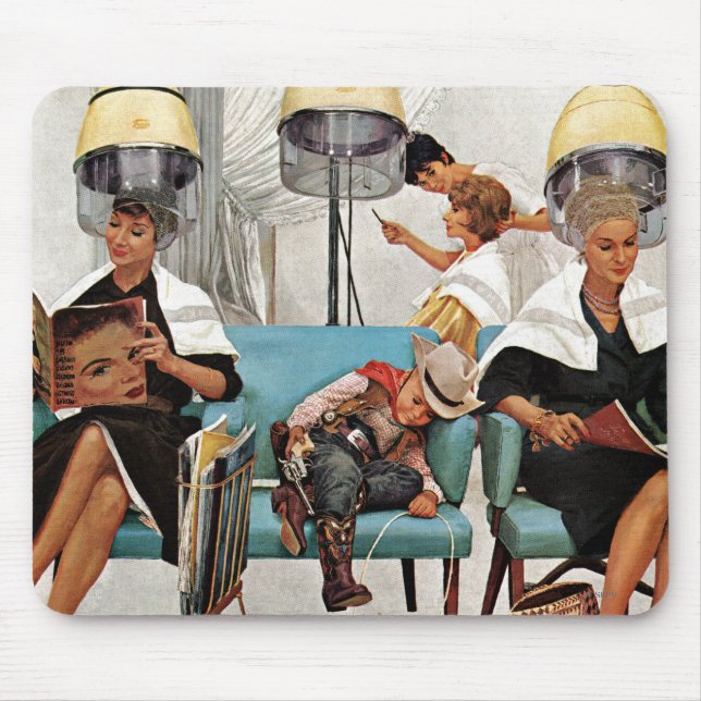 Mousepad Vaqueiro adormecido no salão de beleza (Frente)