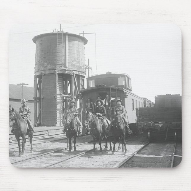 Mousepad Vaqueiros nos cavalos que levantam na frente de um (Frente)