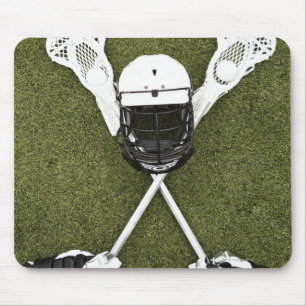Mousepad Varas do Lacrosse, luvas, bolas e capacete dos