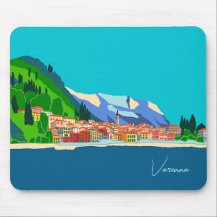 Mousepad Varenna Lake Como Itália Ilustração Viagem