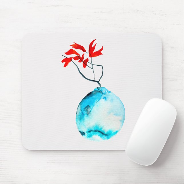 Mousepad Vase aquarela ikebana (Com mouse)