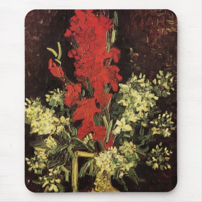 Mousepad Vase com Gladioli, Cravos por Vincent van Gogh (Frente)