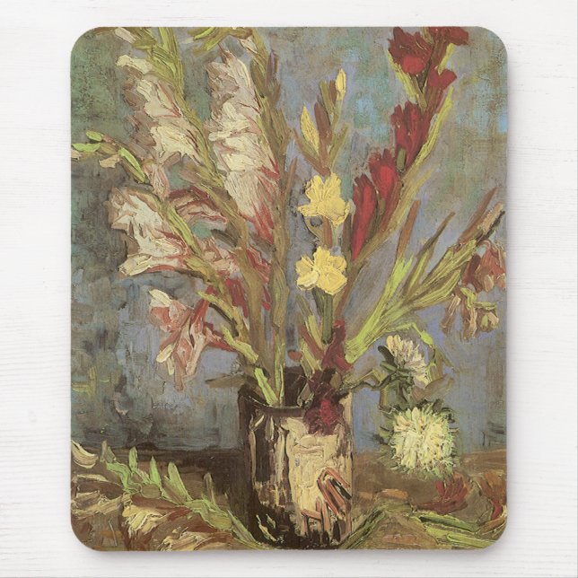 Mousepad Vase com Gladioli por Vincent van Gogh (Frente)