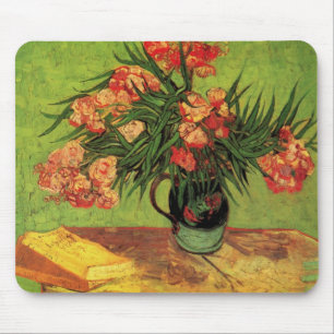 Mousepad Vase com Oleanders e Livros de Vincent van Gogh