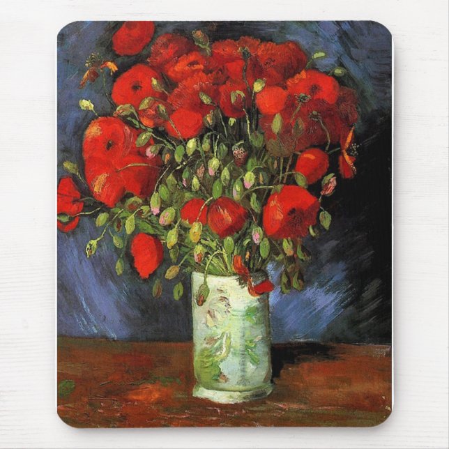 Mousepad Vase com papagaios vermelhos Vincent van Gogh (Frente)