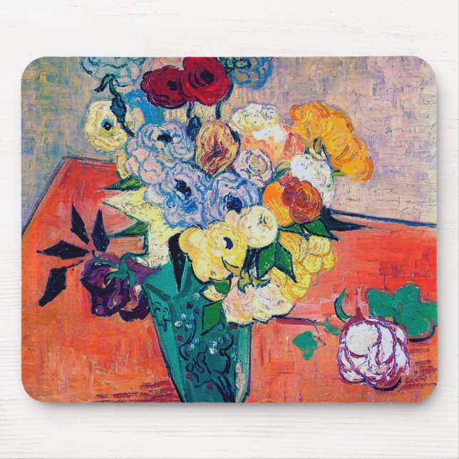 Mousepad Vase com Rosas e Anêmonas, Van Gogh (Frente)
