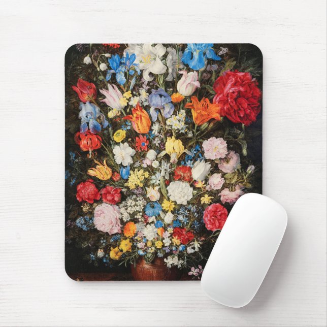 Mousepad Vase de Flores com Joias, Moedas e Conchas, 1606 (Com mouse)