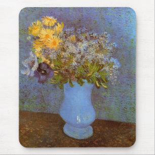 Mousepad Vaso com Lilases e Margaridas de Vincent van Gogh