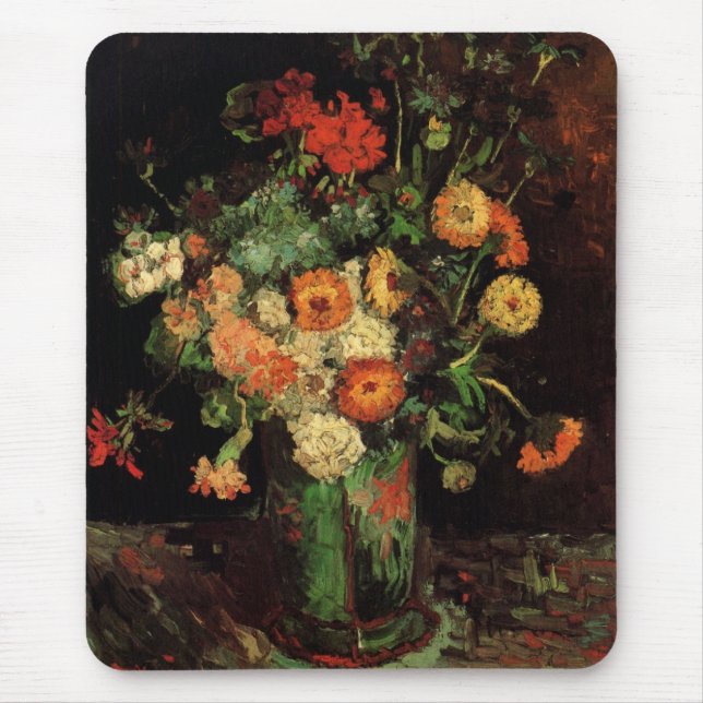 Mousepad Vaso com Zinnias e Gerânios, Vincent van Gogh (Frente)