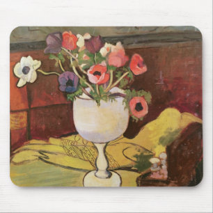Mousepad Vaso das flores, anêmonas em um vidro branco