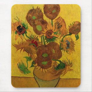 Mousepad Vaso de Natureza-Morta com 15 Girassóis Vincent va