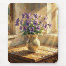 Vaso de Violetas Roxas Impasto