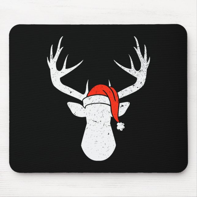 Mousepad Veado Com Chapéu de Papai Noel Presente de Caça de (Frente)