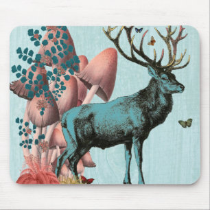 Mousepad Veado de Turquesa na Floresta de Cogumelo 2