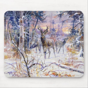 Mousepad Veado em uma Floresta de Neve (Estação de invern