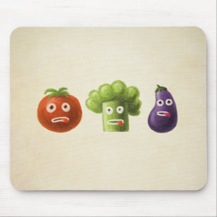 Mousepad Vegetais Engraçados: Bócolis Tomate EggPlant
