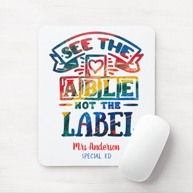 Mousepad Veja o Able Not the Label Autism Teacher (Com mouse)