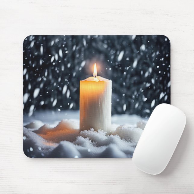 Mousepad Vela Brilhante Em Flocos De Neve (Com mouse)