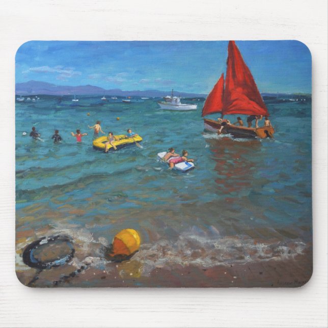 Mousepad Velas amarelas Abersoch da bóia e do vermelho (Frente)