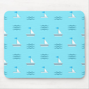Mousepad Veleiros no teste padrão azul do mar