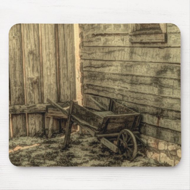 Mousepad velha janela de madeira carrinha de rodas (Frente)