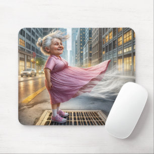 Mousepad Velha senhora parada em uma sala de rua