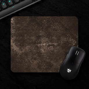 Mousepad Velvety Bronze Damask Grunge Barroco Marrom