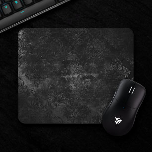 Mousepad Velvety Onyx Damask Vampiro Negro Grunge Barroco